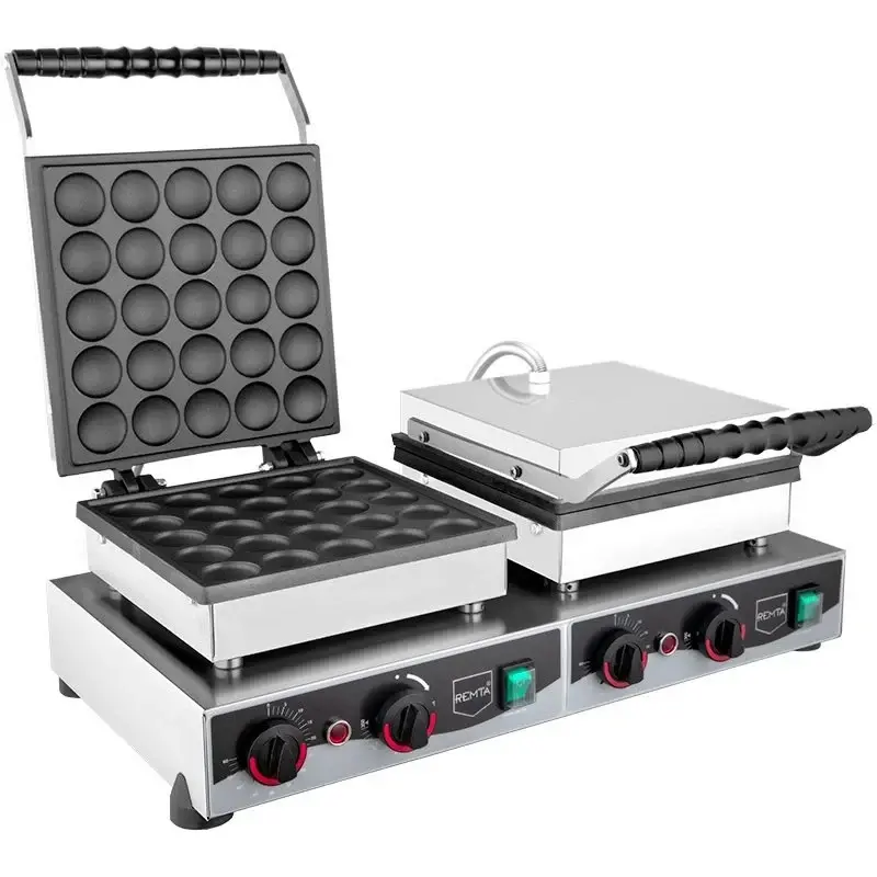 W23 Kapaklı Yuvarlak Çiftli Bubble Pankek Makinesi Elektrikli