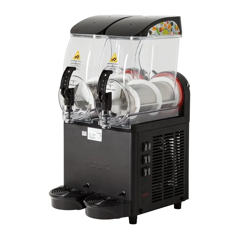 Hosk Işıklı Kapaklı Ice Slush Makinesi, 2x12 L, Siyah
